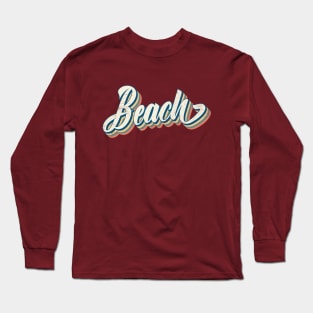 Beach, Retro, Vintage, Classic, Cool, Distressed Text, Surf, Long Sleeve T-Shirt
